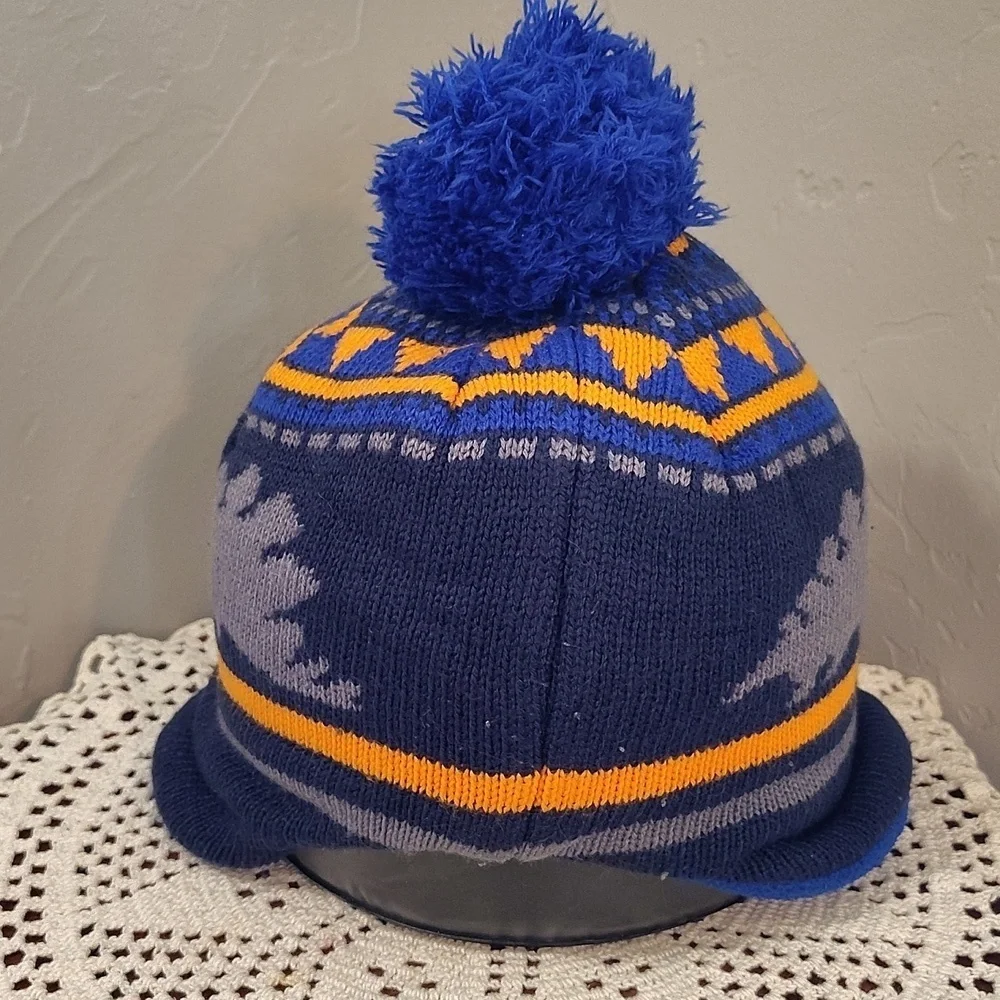 Swiss Tech Kids Ski Winter Hat Dinosaur Print Blue